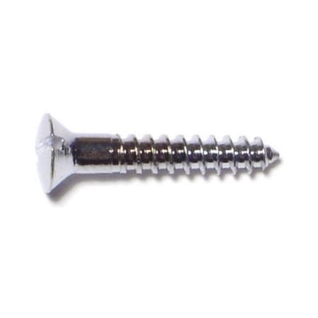 Midwest Fastener Wood Screw, #5, 3/4 in, Chrome Brass Oval Head Slotted Drive, 45 PK 61707
